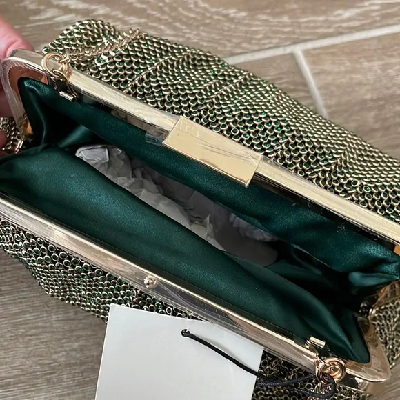 Zara gold & green shimmery chainmail bag - Picture 8 of 12